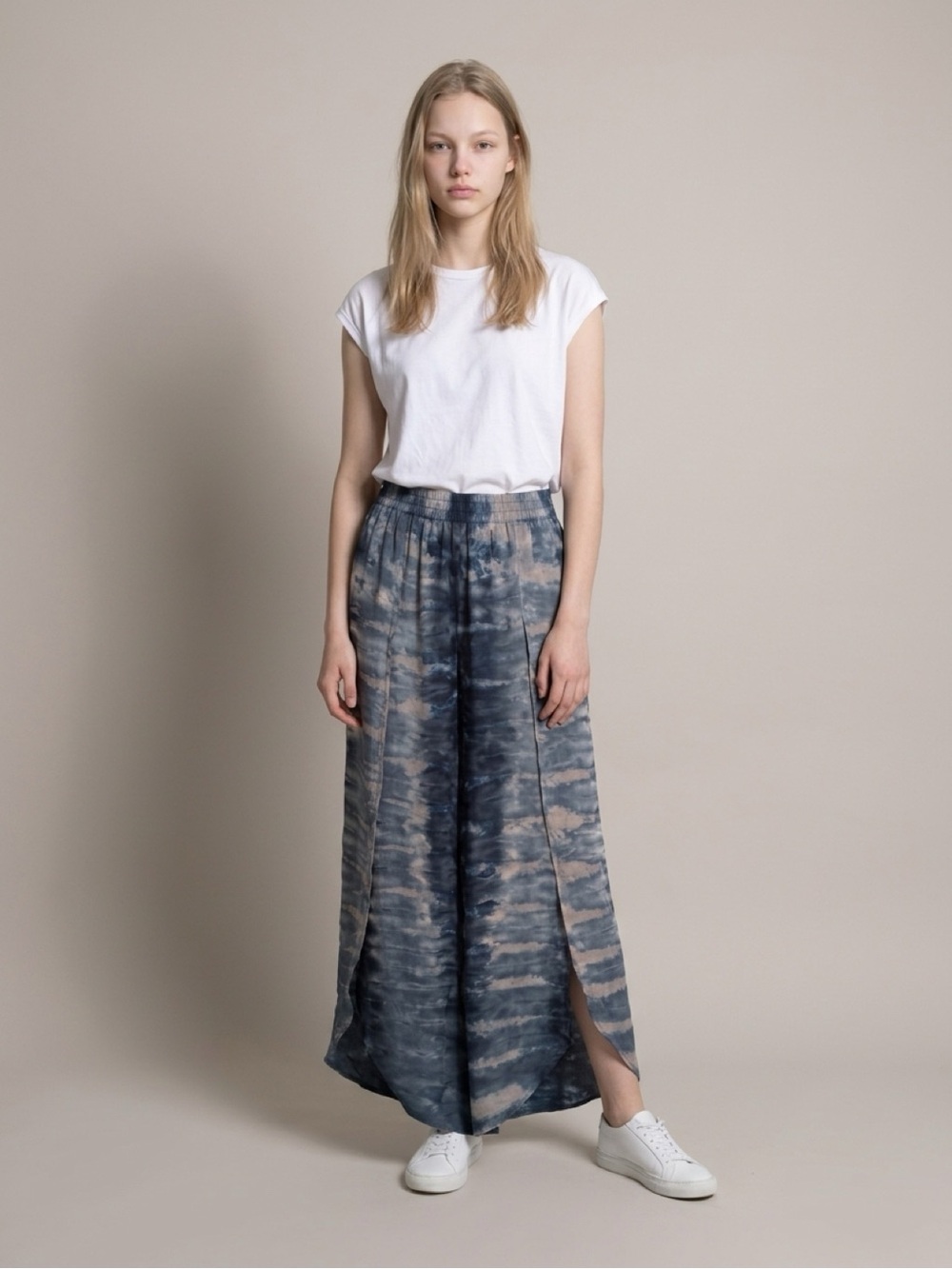 Young Fabulous & Broke Tie-Dye Wide Leg Maxi Pants in Blue Gray